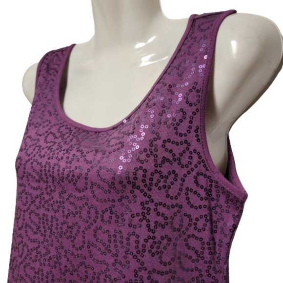 Purple Sleeveless Sequin Shift Dress  Size M   L - Picture 3 of 8